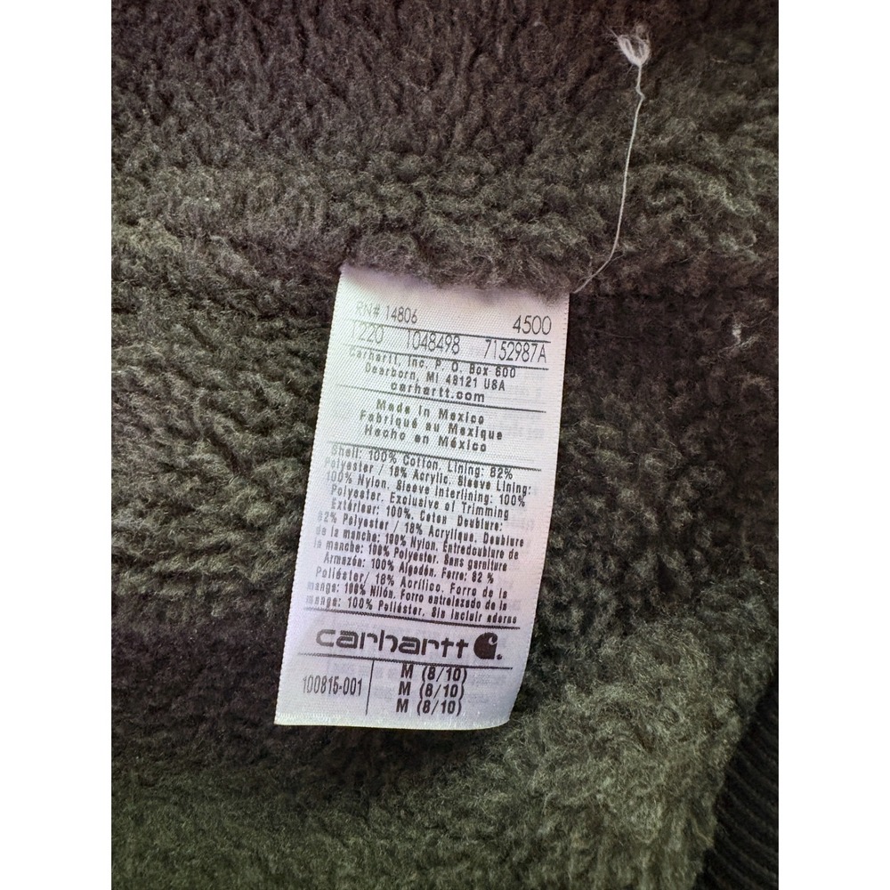 CARHARTT Black Weathered Wildwood Sherpa Lined Hooded Canvas Jacket M - Picture 5 of 12
